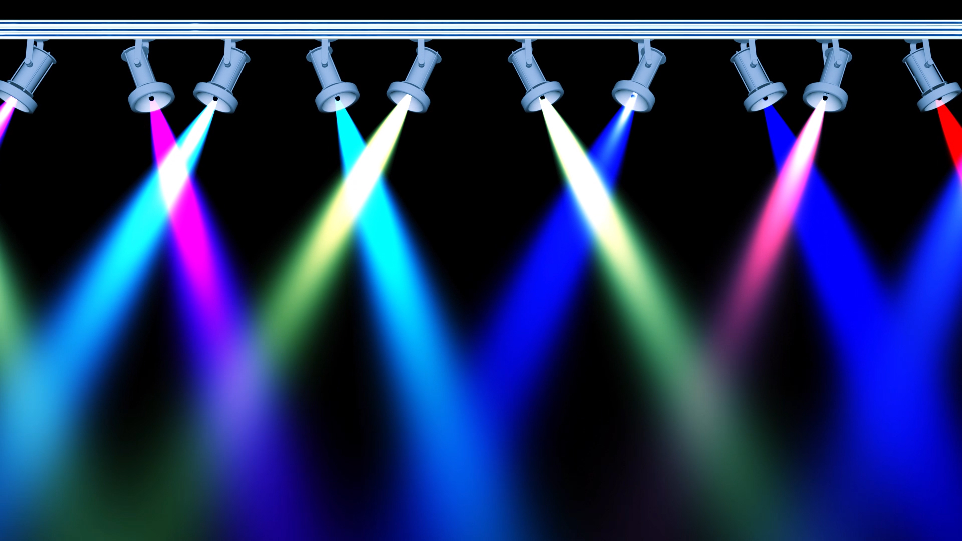 Concert Stage 10 Lights Loop with Different Colours Animation in Black  Screen Background Effects | All Design Creative