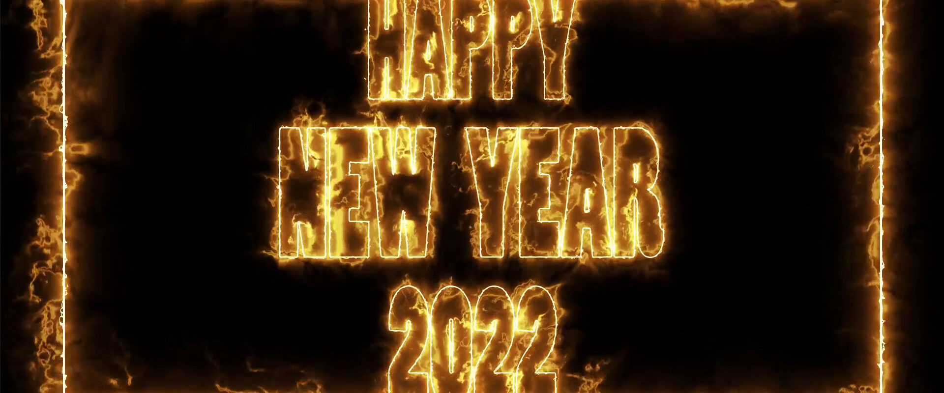 Happy New Year 2022 Fire Blaze Frame Animation on Black Background