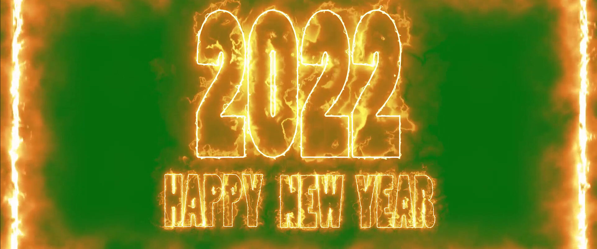 Happy New Year 2022 Text Fire Flame Animation on Green Screen Video Effect