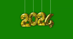 Happy New Year 2024 Hanging Thread Animation Green Screen Video Footage No Copyright
